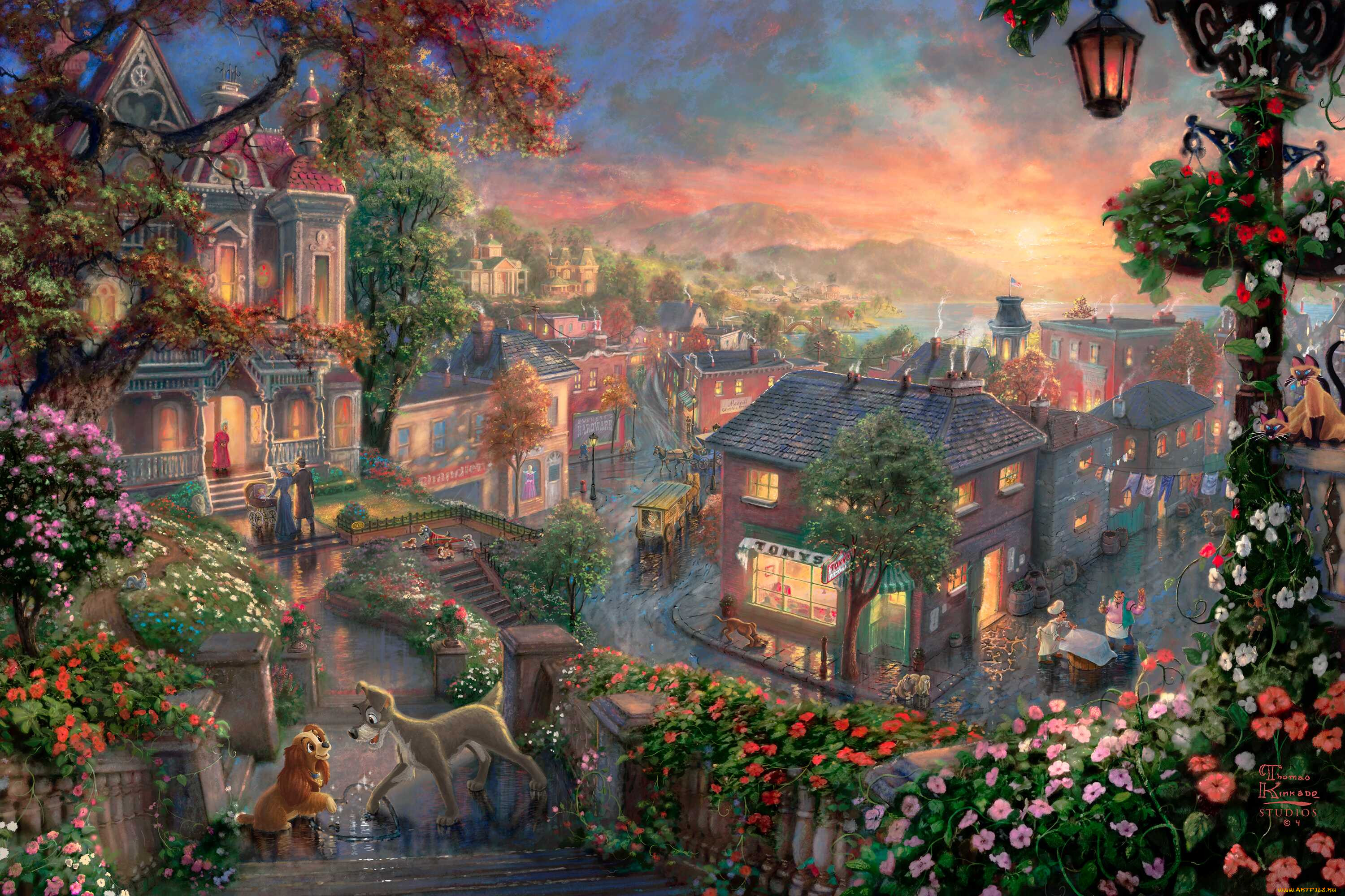 lady and the tramp, , thomas kinkade, , , -, , 